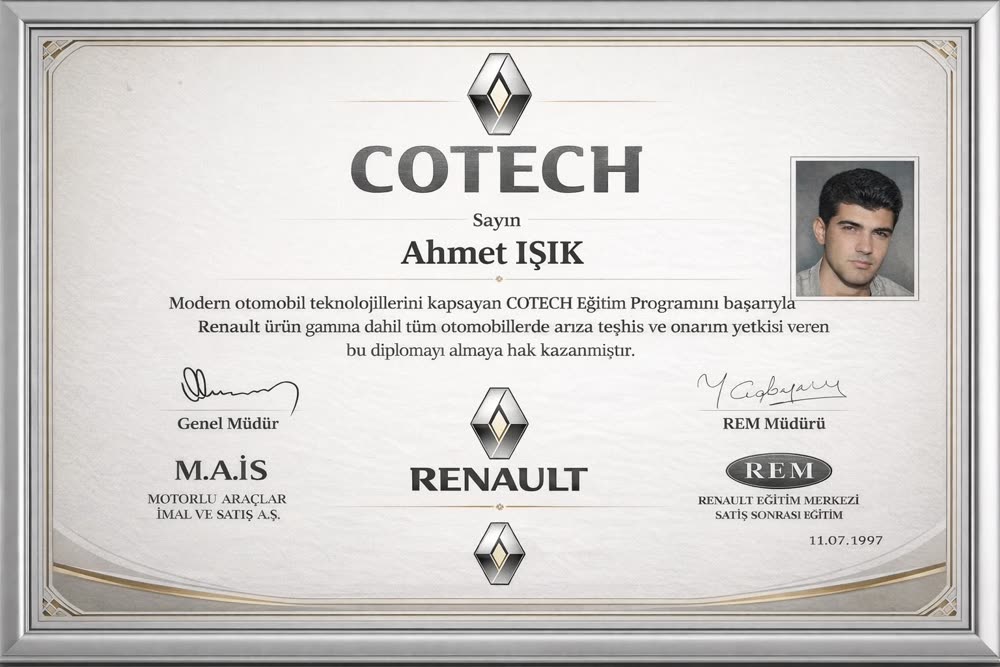 COTECH Renault sertifikası — Ahmet Işık