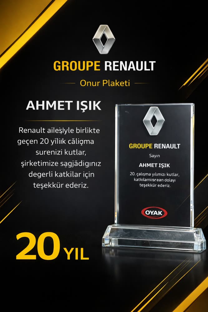 Groupe Renault 20 yıl onur plaketi — Ahmet Işık